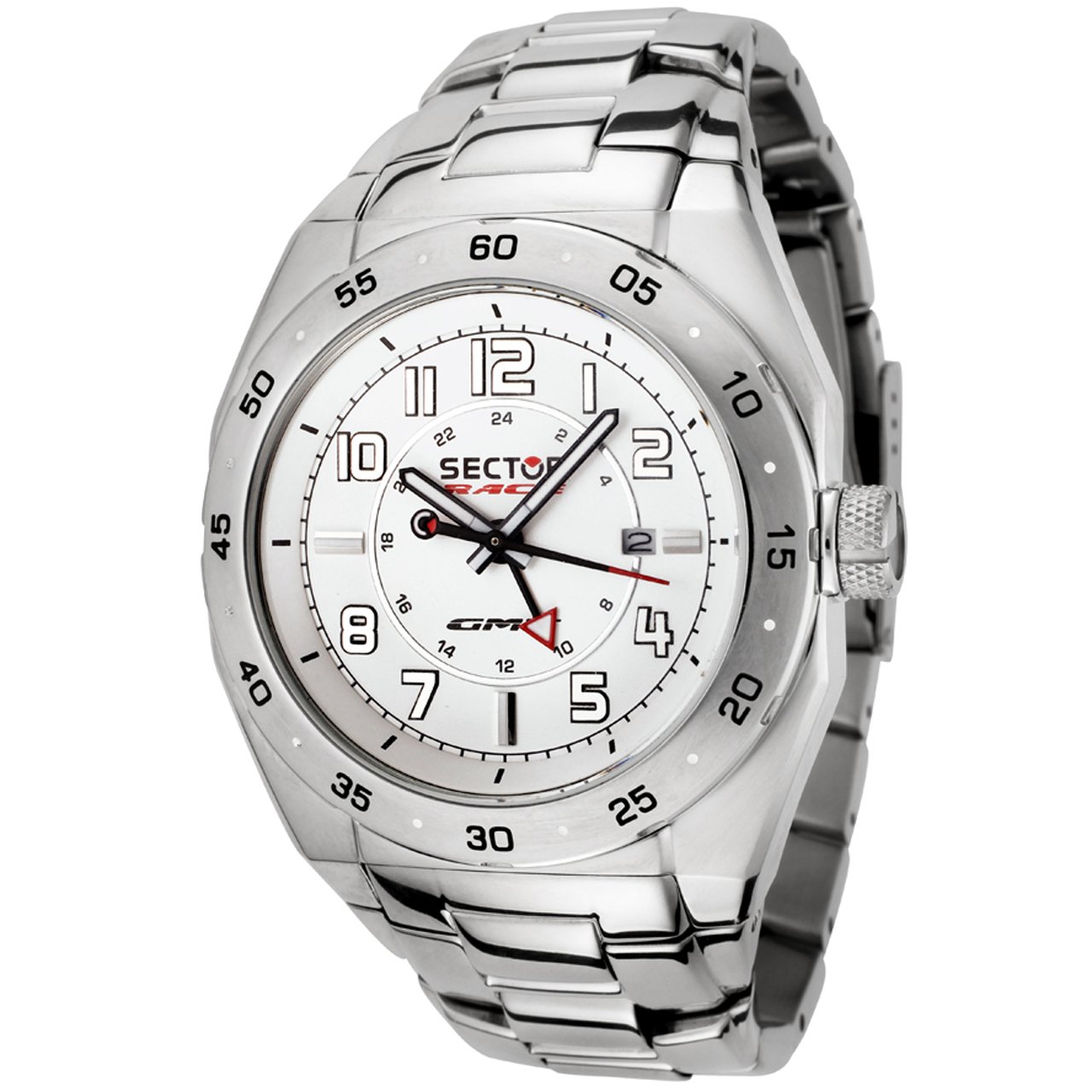 Sector Mens White With Silver Stainless Steel Bracelet